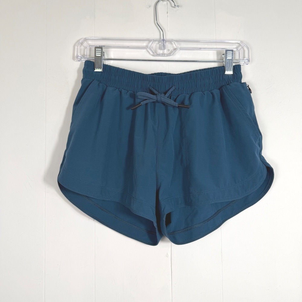 Prana Casleo Yoga Shorts Size Small Teal Blue Pockets Hiking Athletic W31202045